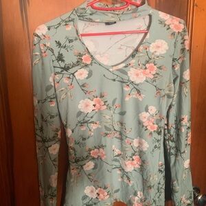 Rue21 Floral Long Sleeve Top - Mint and Coral